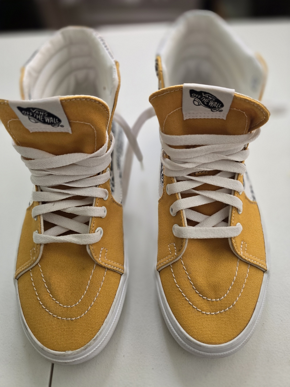 Vans Sk8-Hi Mustard Yellow Pattern High Top Sneakers Men’s 8 Women’s 9.5